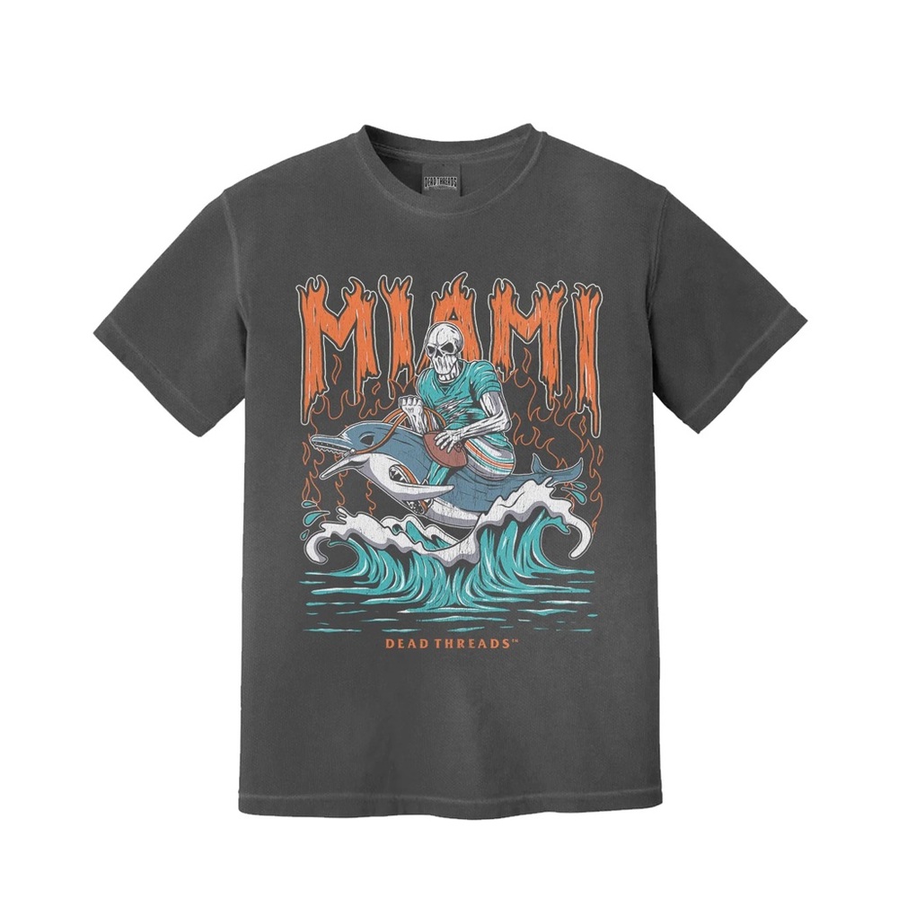 Dead Threads Miami Dolphins Football Tee Unisex Comfort Colors Graphic Shirt Med - Picture 4 of 4